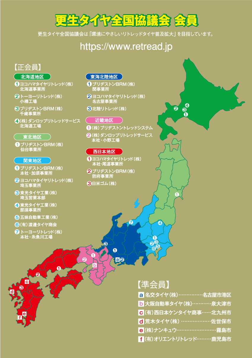 更生タイヤ全国協議会 会員